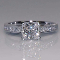 Princess Square diamond ring Cushion wedding ring 18K white gold one carat diamond ring Shaped diamond ring
