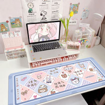 Mouse pad female ins Wind text pink cute waterproof oversized girl heart soft computer office keyboard table pad