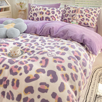 Winter double-sided cashmere crystal coral velvet bed four-piece padded bedding milk flannel bed sheet quilt cover