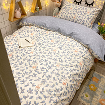 College student dormitory cotton bedding three-piece set female quilt cover upper and lower bed single bed hat quilt full set of six