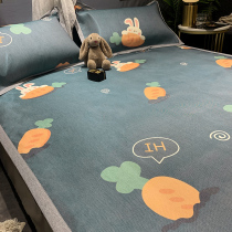 Summer ice silk bed sheet single piece Single childrens dormitory cool pillowcase Three-piece summer double bed sheet Kang single