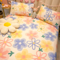 Ins wind cotton sheets single 100 cotton girls single bed kang single dormitory children single pillowcase three-piece set