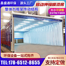 Mobile telescopic spray booth electric folding grinding room environmental protection dust-free large track custom telescopic room