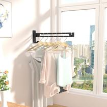 Invisible non-hole drying rack balcony bathroom folding clothes bar wall-mounted space aluminum hanger clothes hook adhesive hook