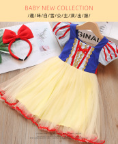  Girls dress Spring and autumn Snow White skirt long-sleeved childrens ponytail skirt 2021 new ice princess dress