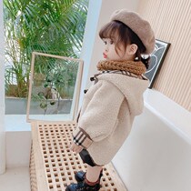 Girls jacket 2022 Spring and autumn season new childrens fur integrated wave 100 hitch a lamb fur coat fur
