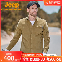 Jeep Jeep outdoor windproof long sleeve shirt autumn warm corduroy coat breathable stretch size casual clothes