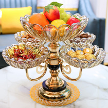 European crystal glass multi-layer net red fruit plate Nordic home living room coffee table creative light luxury snacks candy plate