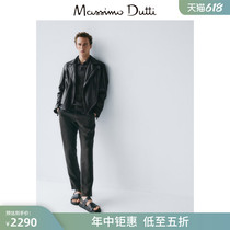 Massimo Dutti Mens Clothing 2022 Spring Summer New Pint Casual Version black Locomotive Models Genuine Leather Fashion Leather Jacket Jacket 03312232800