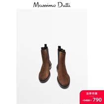 When season ex-gratia Massimo Dutti women shoes brown suede leather fashion short boots Chelsea boots 11138850700