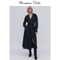 Massimo Dutti Womens Fall 2022 New Slim Fit Navy House Silk Waist-Twist Temperament Maxi Dress 06635716401