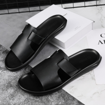 Slippers men Summer 2021 new fashion exterior wearing Korean version trendy 100 hitch casual beach leather cool drag individuality non-slip