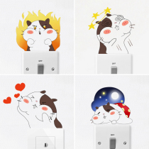 Creative switch sticker cartoon wall sticker childrens room decoration socket plug-in power sticker cute hamster wall sticker