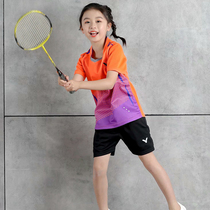 Childrens badminton suit suit mens and womens childrens primary school students short-sleeved sportswear table tennis suit class suit custom printing