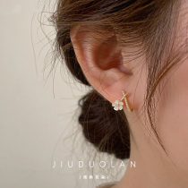 Korean small mini flower shell earrings women 2023 new temperament net red earrings cold wind sterling silver earrings