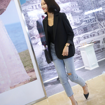 2021 Autumn New Korean black suit one button casual small suit commuter Net red coat female chic
