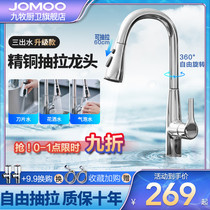 Jiumu pull-type faucet washing basin household telescopic hot and cold water Kitchen type sink Net red shower faucet