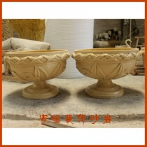 Haiheng art sandstone Hotel Villa clubhouse indoor and outdoor decoration bonsai twisted leaf flower pot decoration material