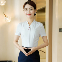 Hotel waiter work clothes Summer clothing Front desk customer service professional shirt Womens short-sleeved suit Catering tooling uniform