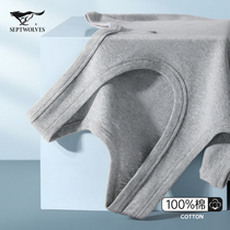 Seven Wolves Men Vest Pure Cotton Inside Wear Cross Bar Sport Sweating Boy Grey Beating Bottom Summer Full Cotton Sweatshirt Man