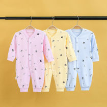 Baby one-piece clothes spring autumn pure cotton male and female baby khae climbing clothes full moon newborn to beat bottom clothes long sleeve pyjamas