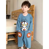 Children Conjoined Pyjamas Boy Spring Autumn Season Long Sleeve Combed Cotton Home Conserved for Anti-kick Livewear CUHK Tong Air Conditioning