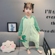 Children conjoined pyjamas spring autumn baby pure cotton anti-kick by 1-2-3-year-old male and female baby air conditioning Legs Sleeping Bag