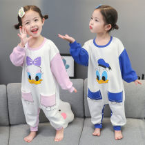 Children conjoined pyjamas girls Chunqiu Childrens baby girl Anti-kicks Home Clothing Baby Cute Even clothes
