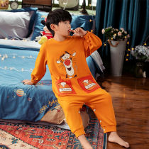 Boy Sleepwear Spring Autumn Pure Cotton Long Sleeve Girl Conjoined Sleeping Bag CUHK Child Baby Cartoon Loose home Gun Guan