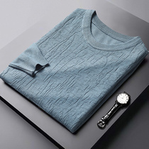 Autumn and winter round neck sweater mens base shirt knitwear slim top with trend thin autumn line clothes