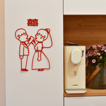 Shake-up small red book straw Rabbit Rabbit Happy Words wedding Room Placement Suite Decorative Windows Sticker Door Sticker Fridge Sticker 