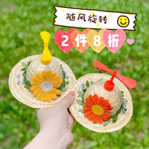 New small Daisy cap cat dog pet dog pet bamboo dragonfly hat out shade cool cute photo props straw hat
