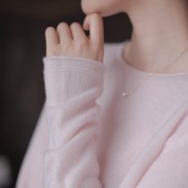 2022 Spring loaded with new cashmere cardio-knitted sweatshirt with collarbone sweater woman ultra-thin Sexy undershirt large round collar blouse