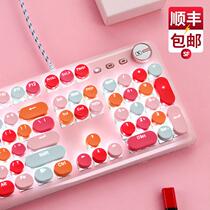 Logitech Thundersnake Front Walker Pink Mechanical Keyboard Wired Green Axis Mouse Set Girl Heart Cute Girl Lipstick