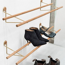 Shoe store shoe rack display rack solid wood wall wall hanging childrens shoes shelf shop display rack clothing store bag display rack