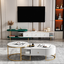 TV cabinet coffee table combination new small apartment telescopic rock board modern simple light luxury living room sofa home tea table