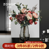 Nordic light and luxurious emulated floral art swing piece home modern living room Xuanguan Table hand hold fake flower dry flower decoration