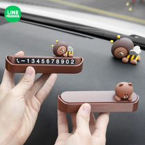 Creative cute brown bear car moving car mobile phone plate car temporary parking plate number plate car decoration