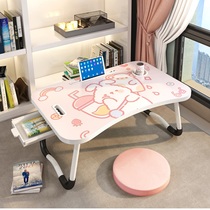 Bed folding table small folding table writing homework on bed small table ins Wind computer desk narrow model