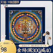 Tibetan Village Thangka hand-painted mandala city Tibet hanging painting Nepal handmade mineral pigment living room decoration painting porch mural