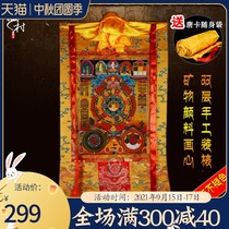 Tibetan village Nine Palace gossip twelve Zodiac thangka Tibetan hand-mounted mineral pigment printing patron Saint painting