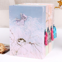 Big Role Lock Original Sakura Pupil Diary Girl's Secret Lock Password Book Cute Cat a5 Notebook Cherry Blossom Lock Notepad Color Page Illustration Children's Handbook