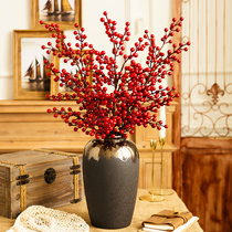 Fortune fruit simulation flower decoration red berries red fruit holly fruit Red fruit lucky fruit living room fake flower decoration