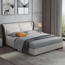 Gobjects mousse genuine leather bed light luxury modern minimalist wind master bedroom 2022 new 2000 x 2200 net red wedding bed