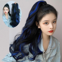 Wig Ponytail female long curly hair Big waves dyed long hair braids Natural strap wig female high ponytail section