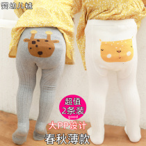 2 baby baby leggings spring and autumn thin pantyhose girl baby cotton 1-3-5 years old boy big ass piece socks