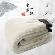 Autumn and winter wool cotton pants mens leather wool one pants middle-aged and elderly trousers thick loose warm waist sheep leather pants