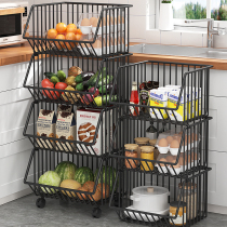 Kitchen rack multifunctional fruit and vegetable rack table top vegetable seasoning finishing rack fruit and vegetable storage basket pulley