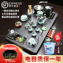 Tea set Household automatic one-piece solid wood tea tray Living room Water atomizing tea table Ge Kiln Ceramic tea maker