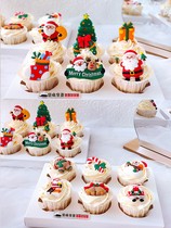Christmas cake decoration plug-in Soft rubber Santa Claus snowman Elk Grass Circle Bell Pendulum party Cupcake Dress